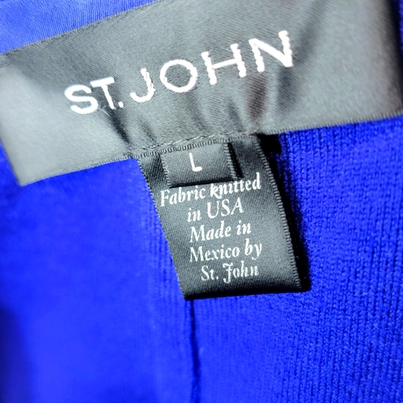 St John Blue Short Sleeve Cardigan Size L. #350 - Picture 2 of 7